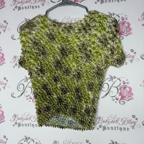 Bubble top y2k 2000s vintage dead stock rare stretchy one size fits all green - Picture 3 of 4